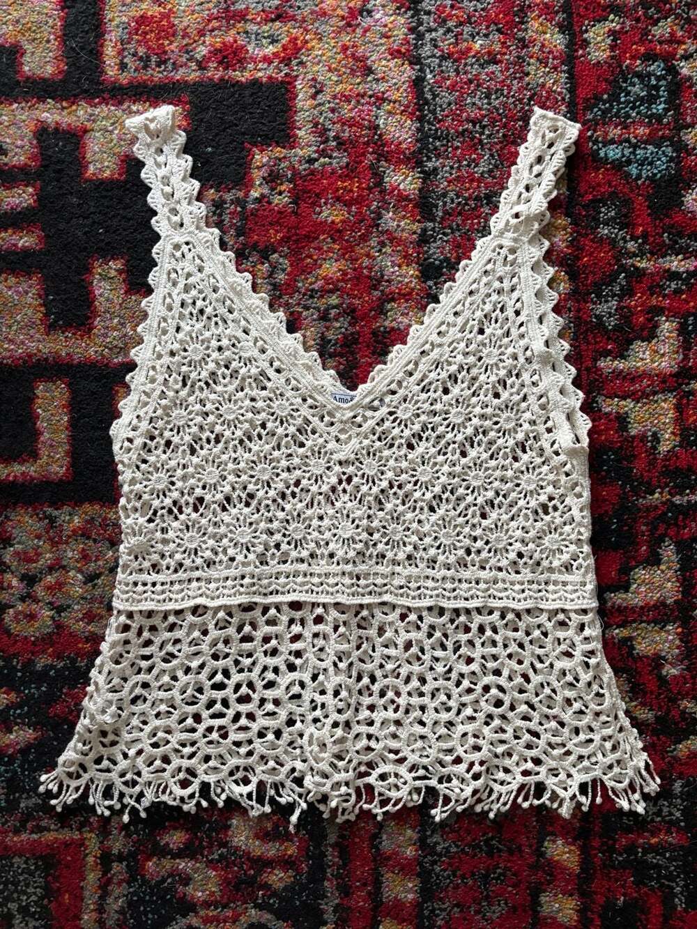 Amo & Roma Ivory Crochet Cami Tank Top Coastal Renfair Festival